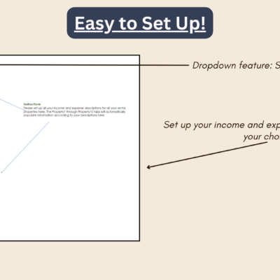 Easy to set up: select the year and set up the income and expense descriptions.