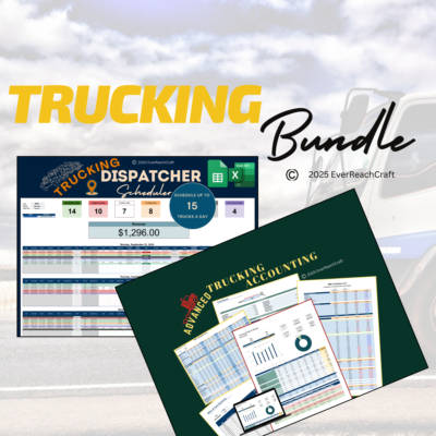 Trucking bundle: the trucking dispatcher scheduler for up to 15 trucks a day and Advanced Trucking Accounting. Excel and Google Sheets.