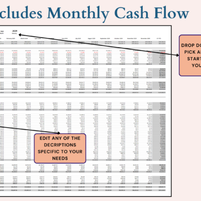 362 Monthly cash flow included: pick any year and start month; all descriptions can be edited.