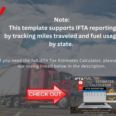 42 Note: this template supports IFTA reporting by tracking miles and fuel by state. The separate IFTA fuel tax estimates calculator is linked in the description.