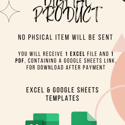 Balance Sheet This is a digital product; no physical item is sent. You receive 1 Excel file and 1 PDF with a Google Sheets link after payment. Excel and Google Sheets templates.
