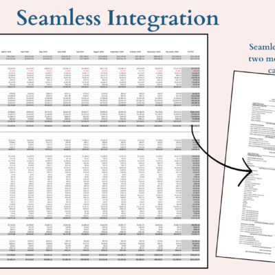 Beige Pastel Minimalist Thesis Defense Presentation The comparison pulls data from any two months of the monthly cash flow.
