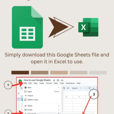 Black Minimalist Business Coach Frame Mockup Pinterest Pin Works with Google Sheets and Excel: download the Google Sheets file as an Excel file from the File, Download menu.