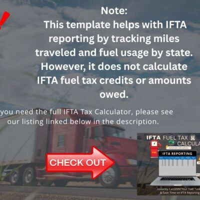 Note: this template helps with IFTA reporting by tracking miles and fuel by state, but does not calculate IFTA fuel tax credits or amounts owed. The separate IFTA fuel tax calculator is linked in the description.