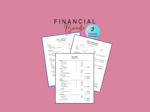 Financial bundle of 3 financial statements for a sample company: a cash flow statement, profit and loss statement and balance sheet.
