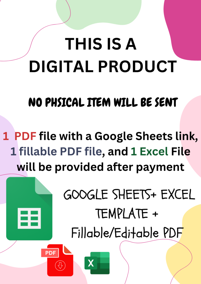 Blue White Geometric Triangle Side Paper Border This is a digital product; no physical item is sent. One PDF with a Google Sheets link, one fillable PDF and one Excel file are provided after payment.
