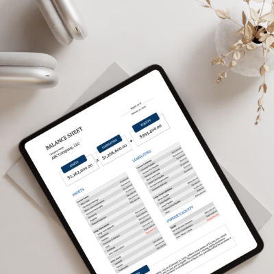 White Minimalist Clothes Tablet Mockup Instagram Story A tablet on a table showing the balance sheet.