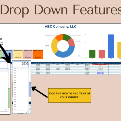 Invoice tracker: pick the month and year from the drop-down lists.