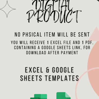 Balance Sheet This is a digital product; no physical item is sent. You receive 1 Excel file and 1 PDF with a Google Sheets link after payment. Excel and Google Sheets templates.