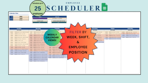 Beige Pastel Minimalist Thesis Defense Presentation (7) Employee scheduler in Google Sheets for up to 25 employees: a weekly calendar of shifts, filtered by week, shift and employee position.