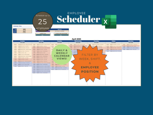 Trucking Spreadsheet (2) Employee scheduler in Excel for up to 25 employees: a weekly calendar of shifts, filtered by week, shift and employee position.