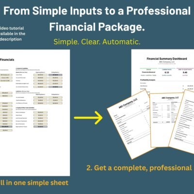 189 From one input sheet to a full financial package: fill in one sheet and get a financial summary dashboard, profit and loss, balance sheet and cash flow statement. A video tutorial is in the description.